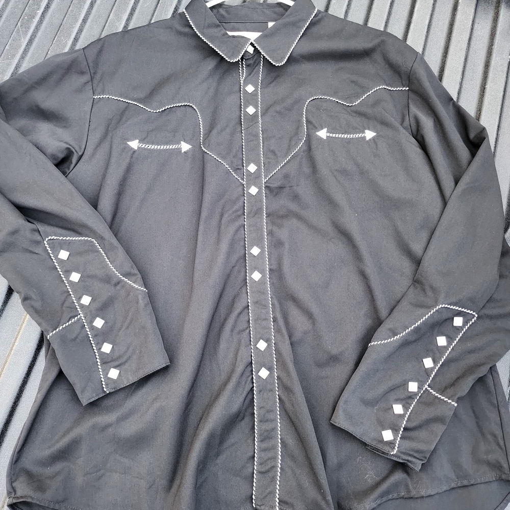 Scully Black Western Men's Shirt with White Accents